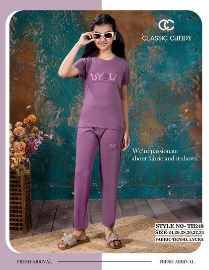 Th249 Classic Candy Tencil Lycra Girls Pant Set Exporter