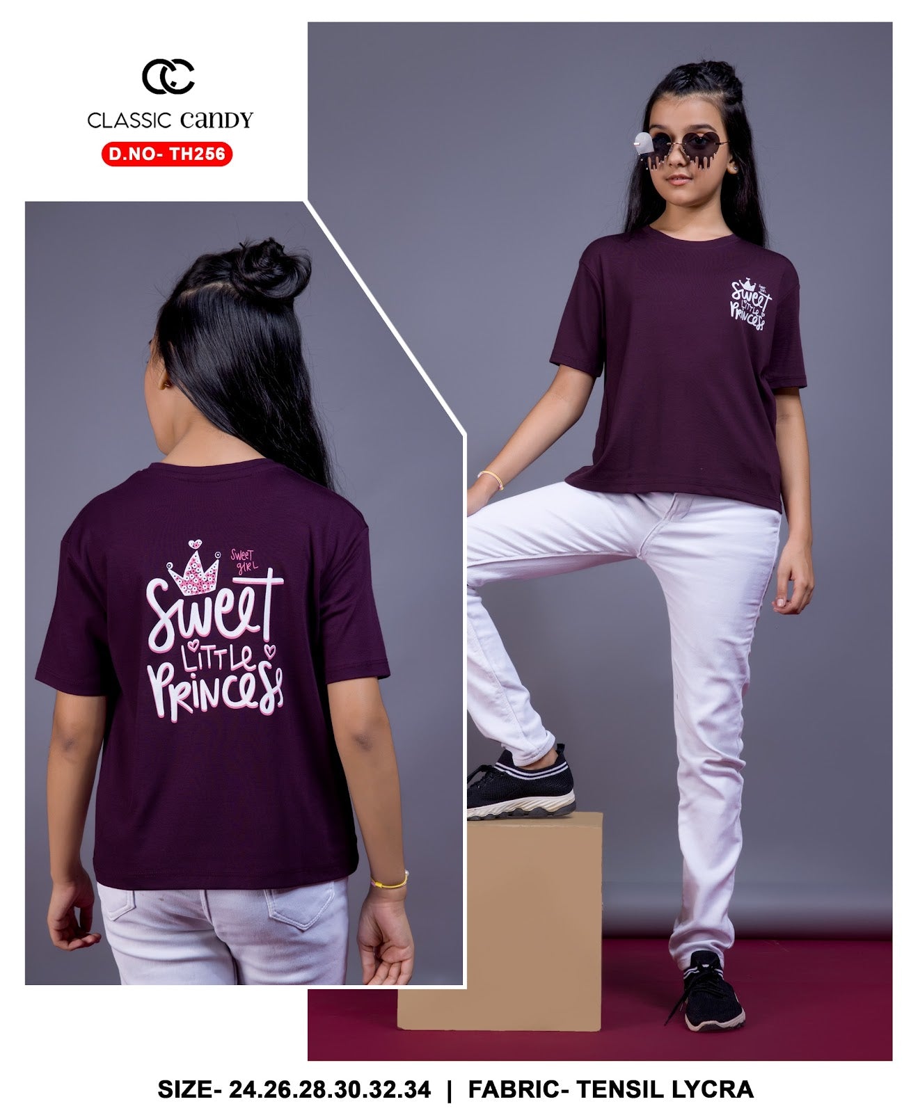 Th256 Classic Candy Tencil Lycra Girls Top Exporter