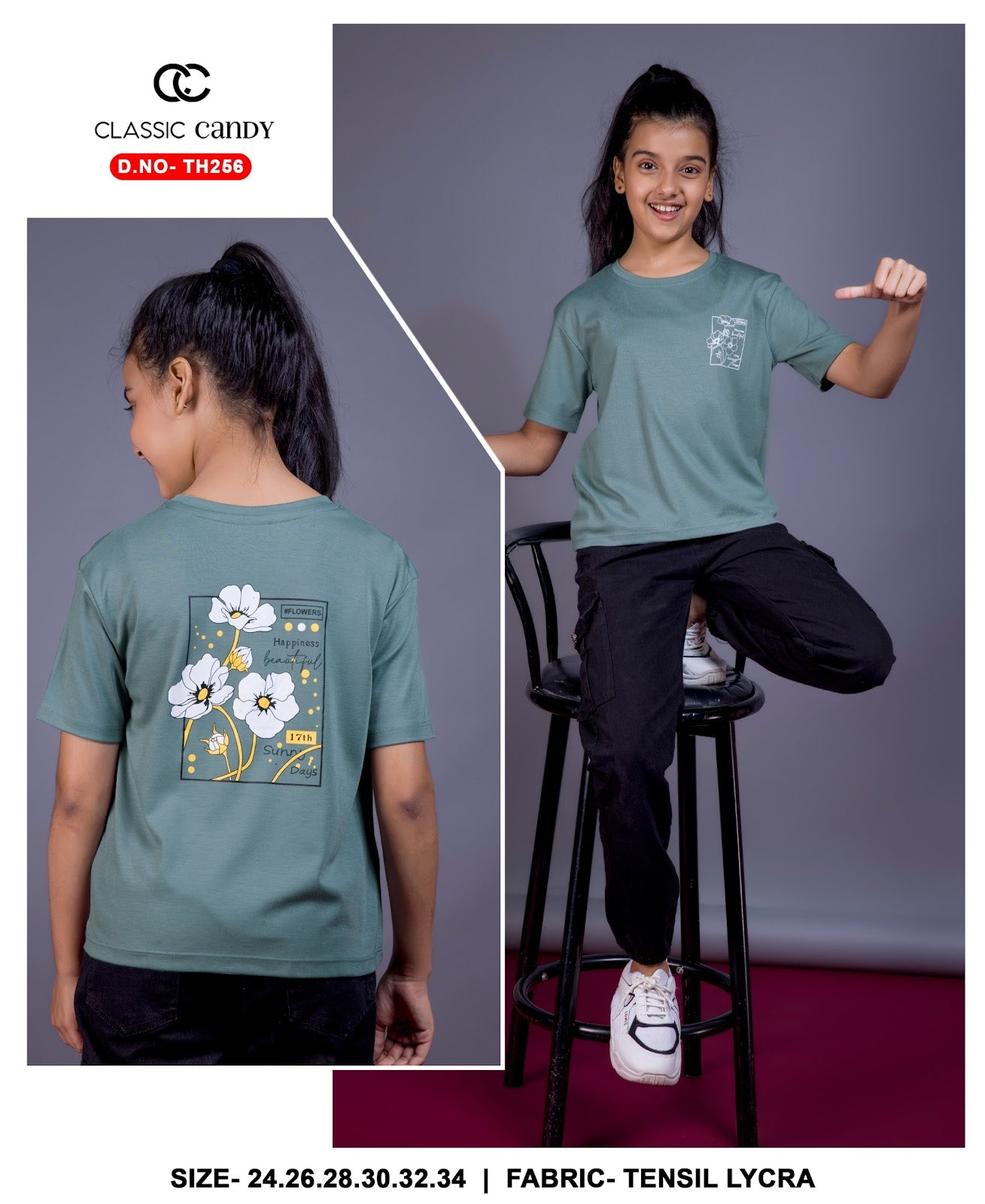 Th256 Classic Candy Tencil Lycra Girls Top Exporter