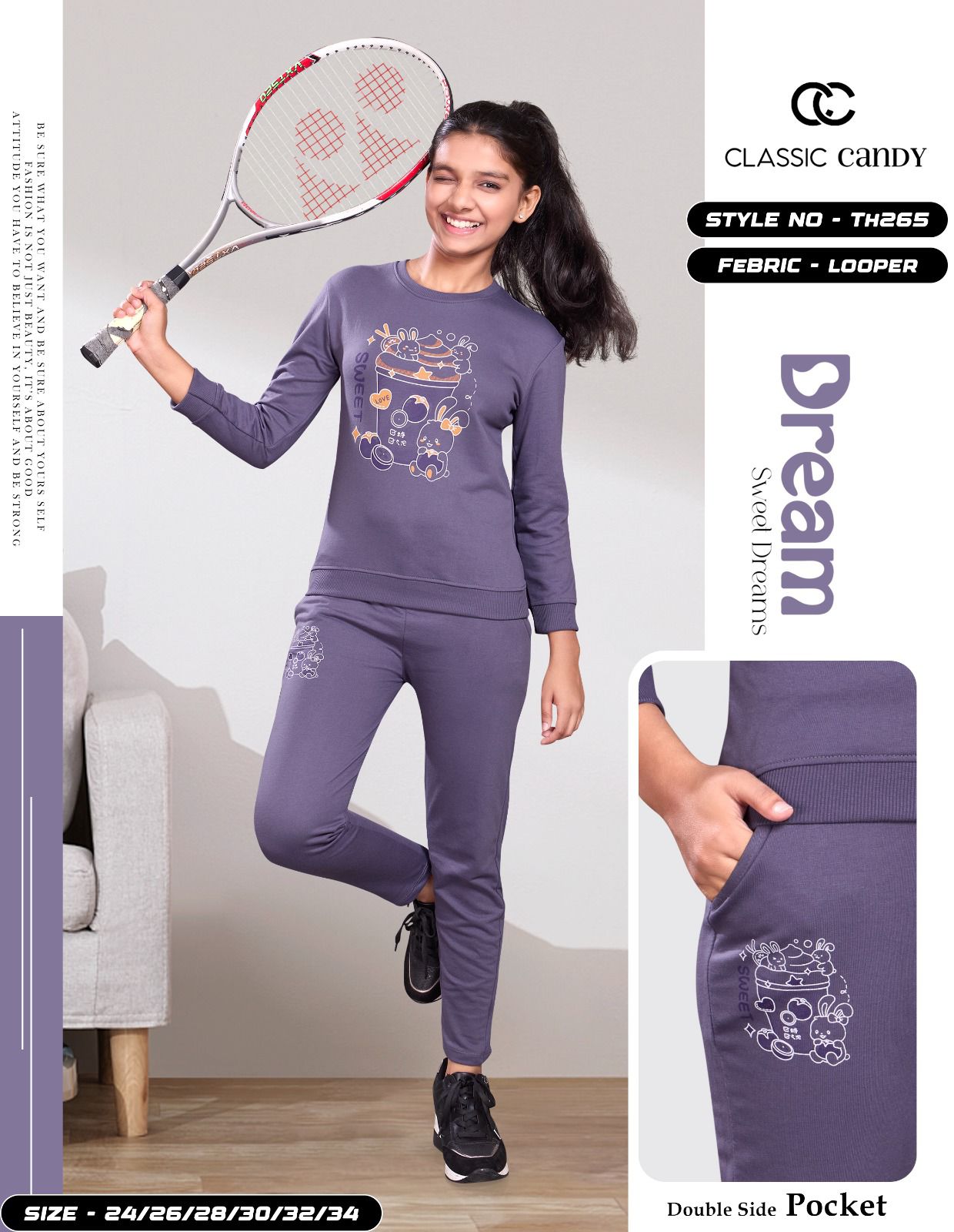 Th265 Classic Candy Looper Girls Pant Set Manufacturer Gujarat