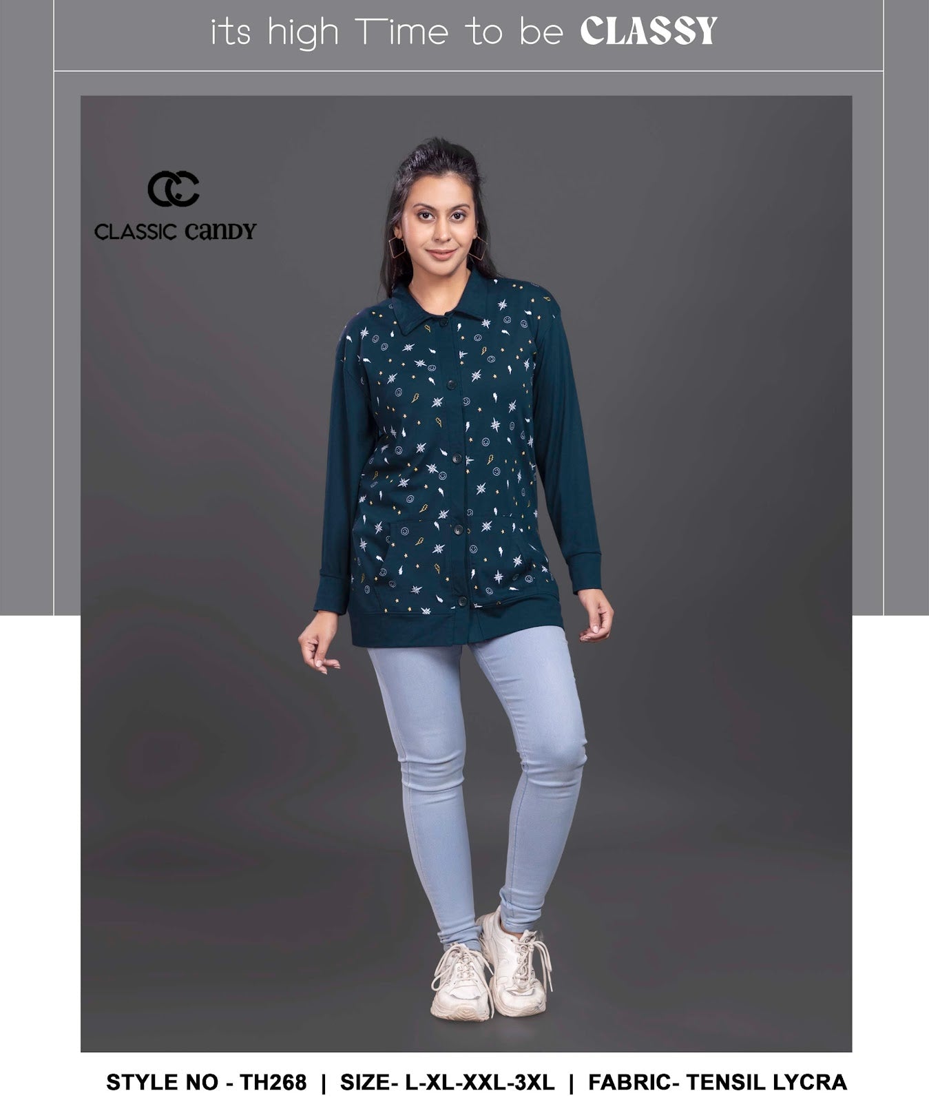 Th268 Classic Candy Tencil Lycra Designer Long Top Supplier Ahmedabad