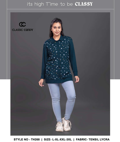 Th268 Classic Candy Tencil Lycra Designer Long Top Supplier Ahmedabad