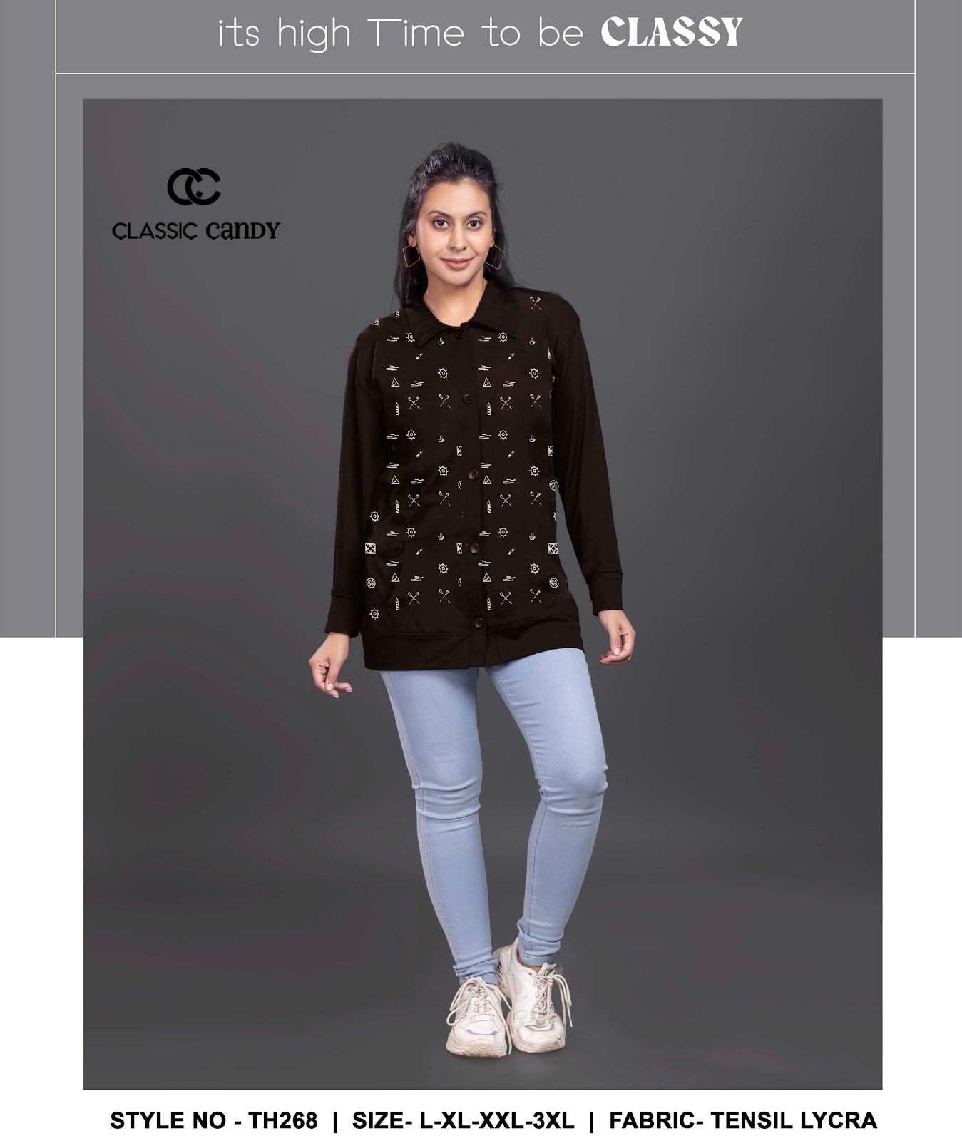 Th268 Classic Candy Tencil Lycra Designer Long Top Supplier Ahmedabad