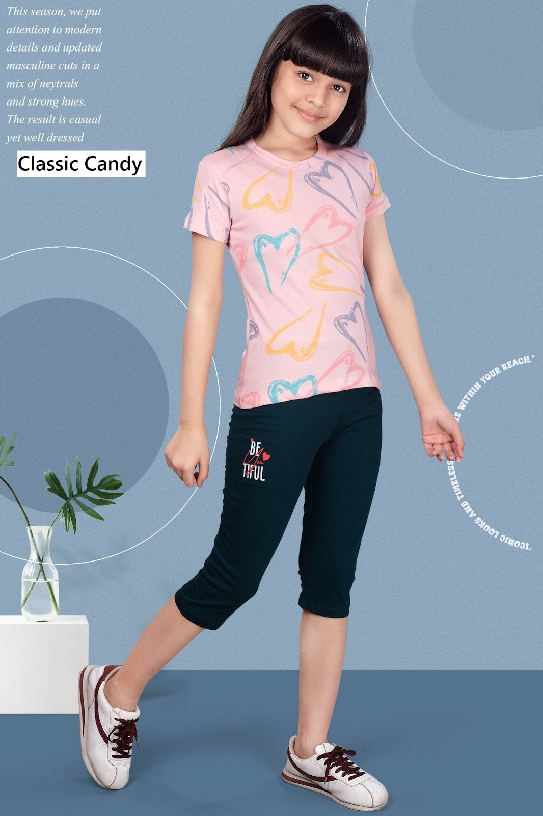 Th277 Classic Candy Biowash Girls Capri Night Suits Wholesale Price