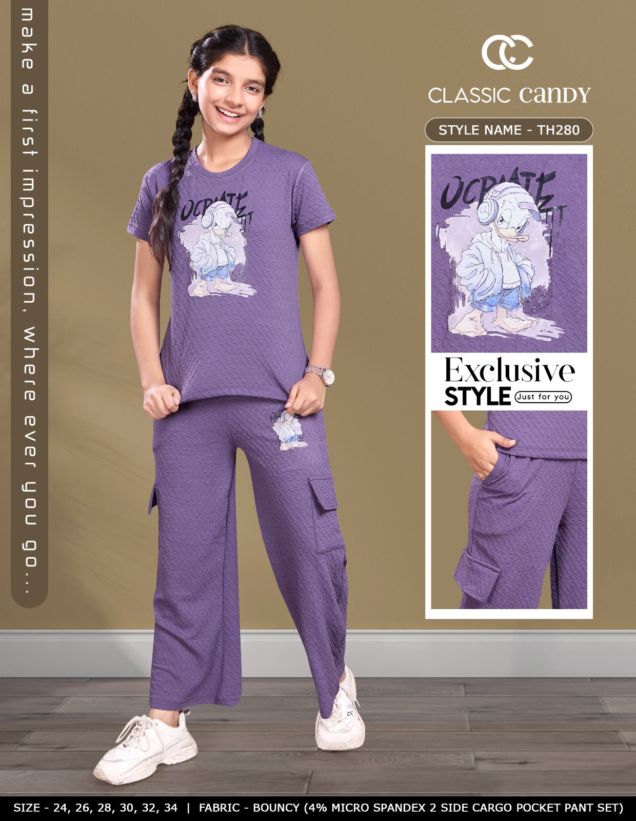 Th280 Classic Candy Lycra Girls Cargo Set Wholesale Price