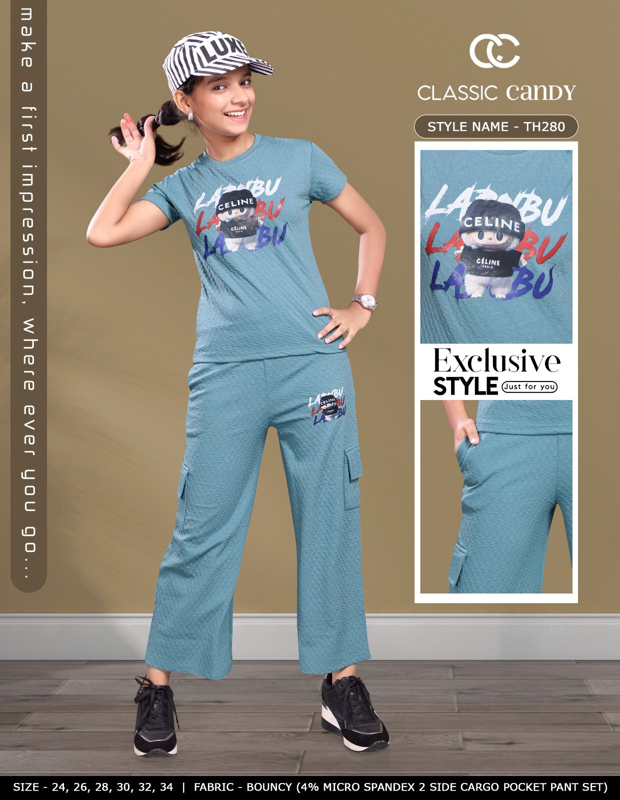 Th280 Classic Candy Lycra Girls Cargo Set Wholesale Price