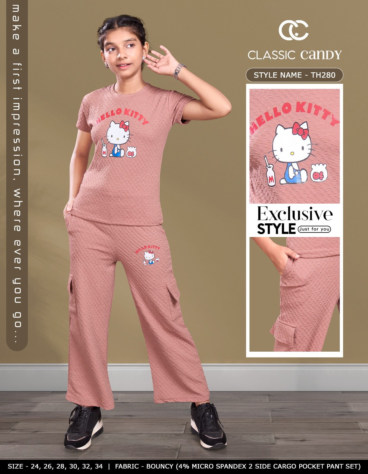 Th280 Classic Candy Lycra Girls Cargo Set Wholesale Price