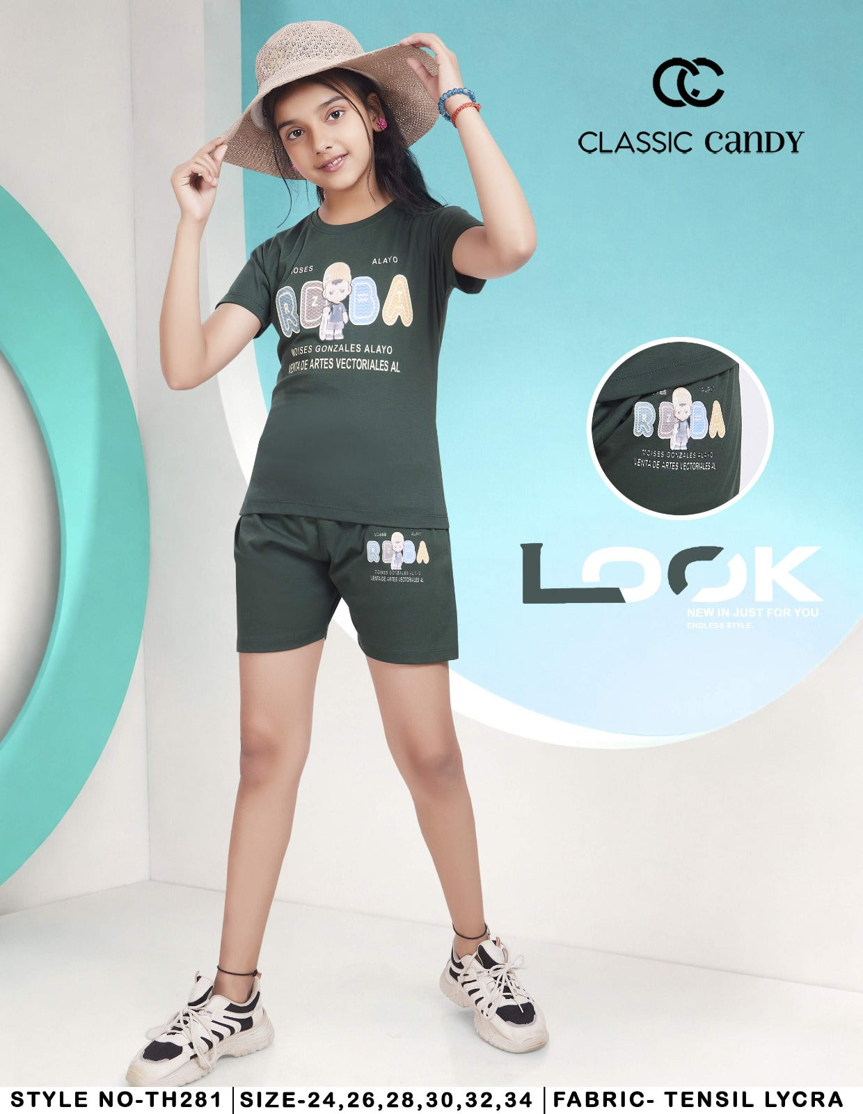 Th281 Classic Candy Tencil Lycra Girls Shorts Set Manufacturer India