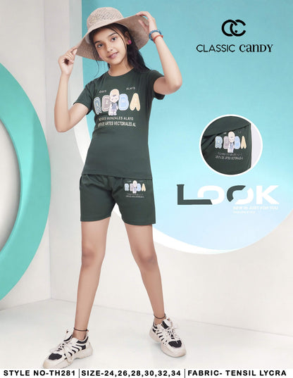Th281 Classic Candy Tencil Lycra Girls Shorts Set Manufacturer India