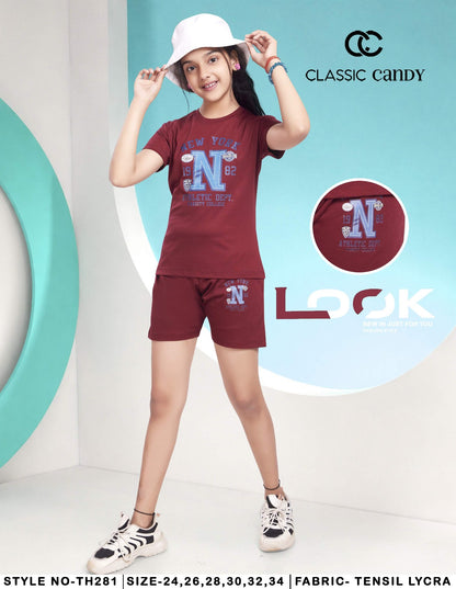 Th281 Classic Candy Tencil Lycra Girls Shorts Set Manufacturer India