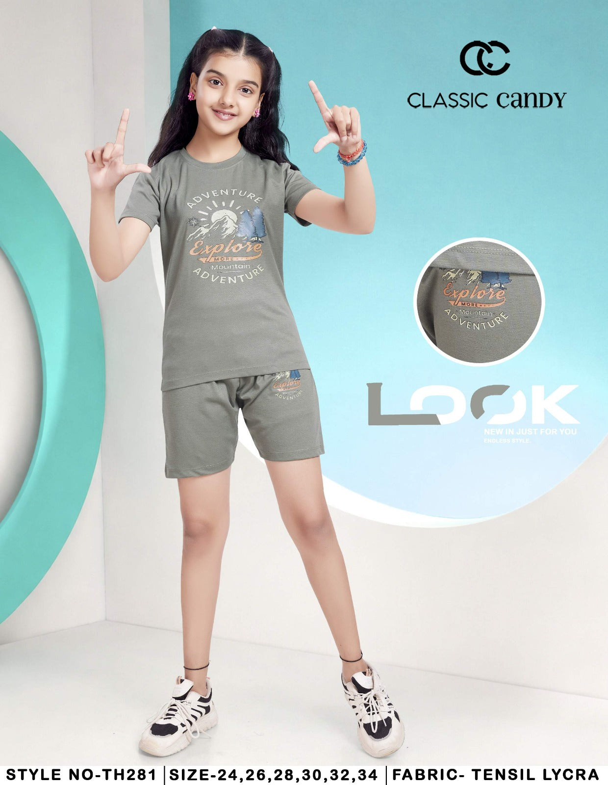 Th281 Classic Candy Tencil Lycra Girls Shorts Set Manufacturer India