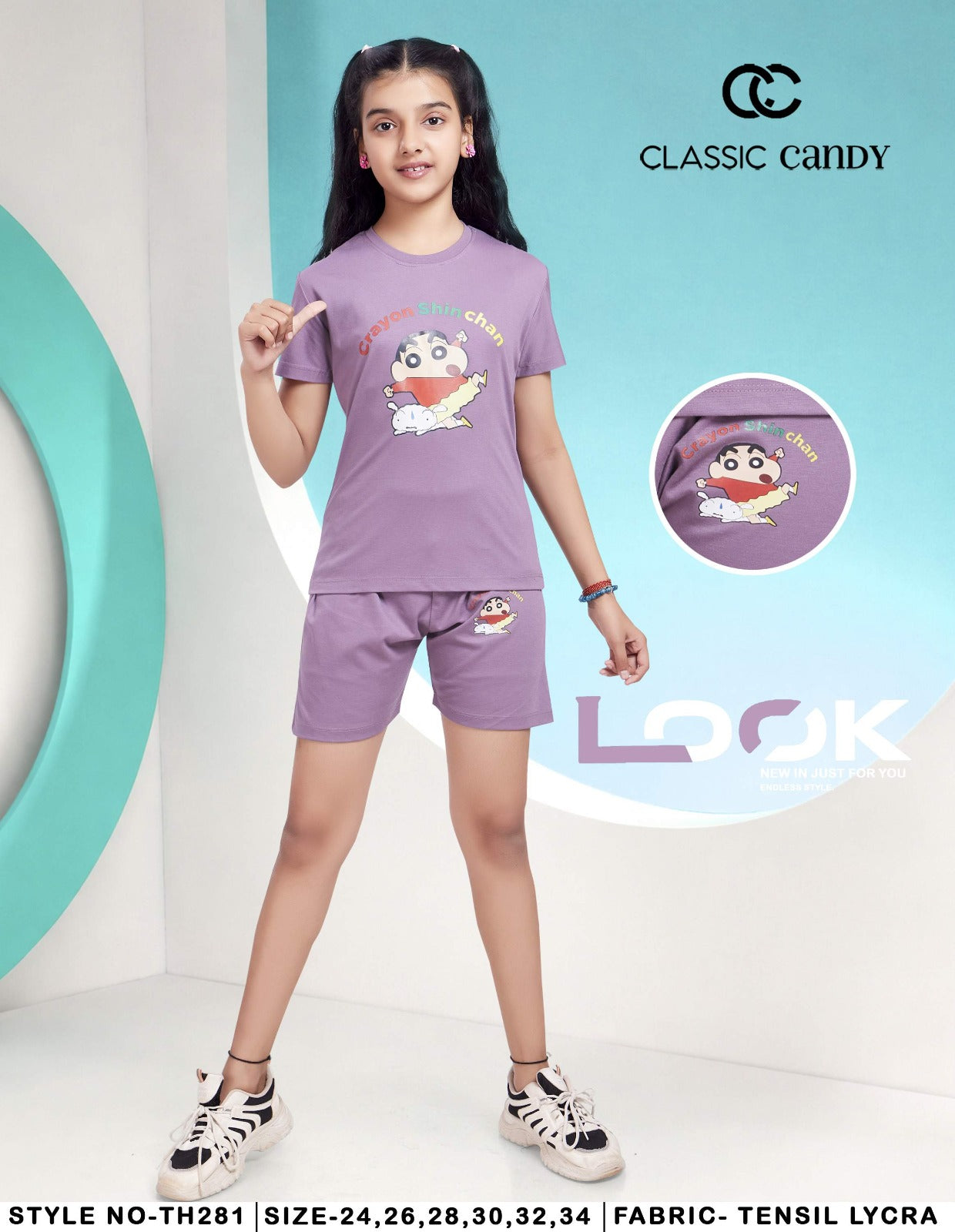 Th281 Classic Candy Tencil Lycra Girls Shorts Set Manufacturer India