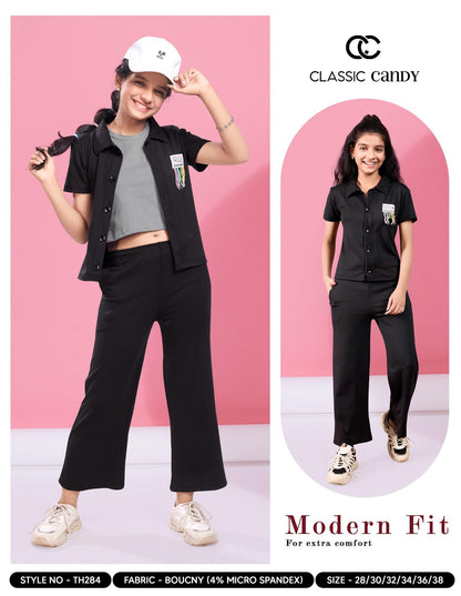 Th284 3 Pcs Classic Candy Lycra Girls Pant Set Manufacturer India