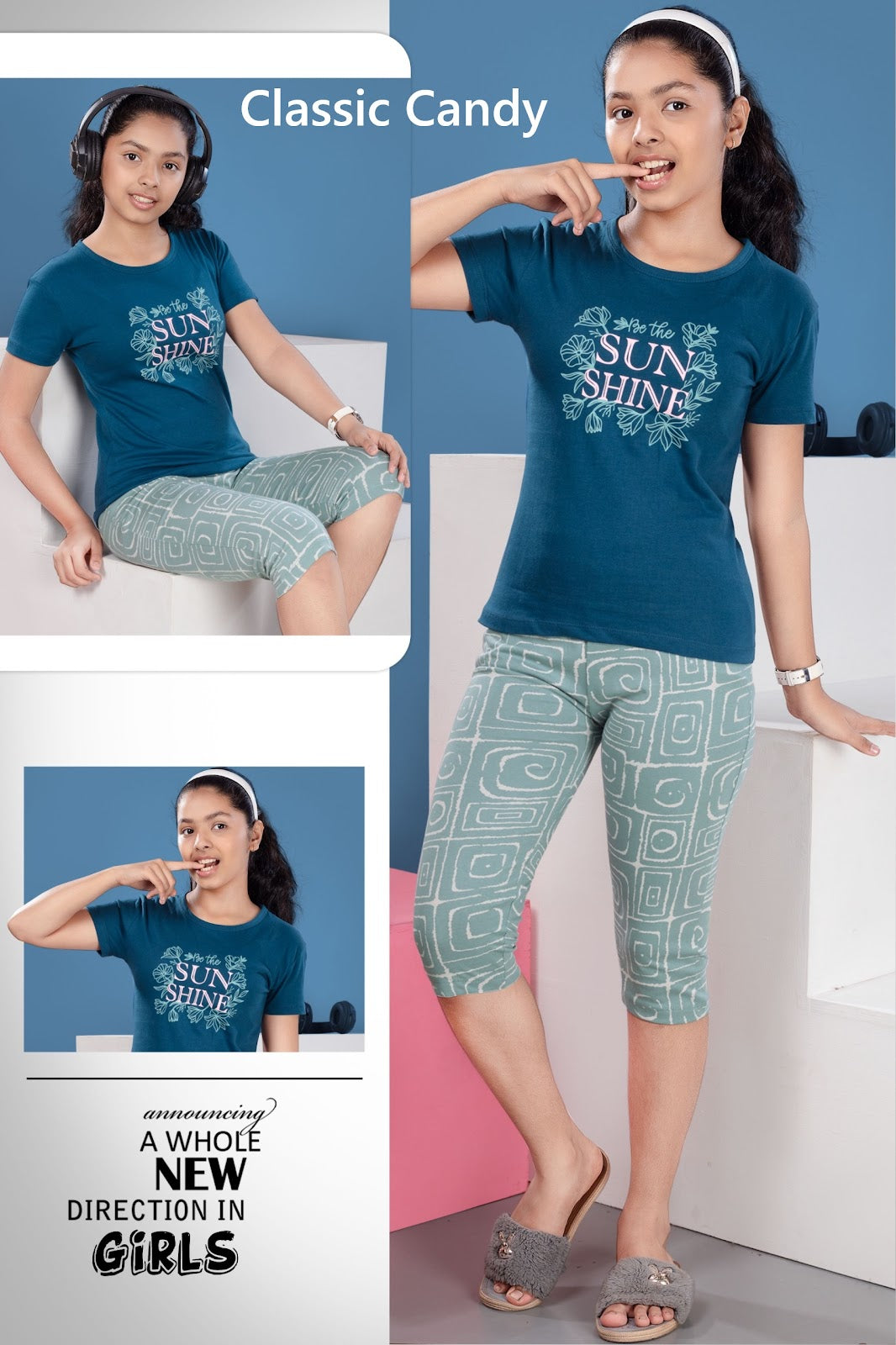 Th289 Classic Candy Biowash Girls Capri Night Suits Exporter Ahmedabad