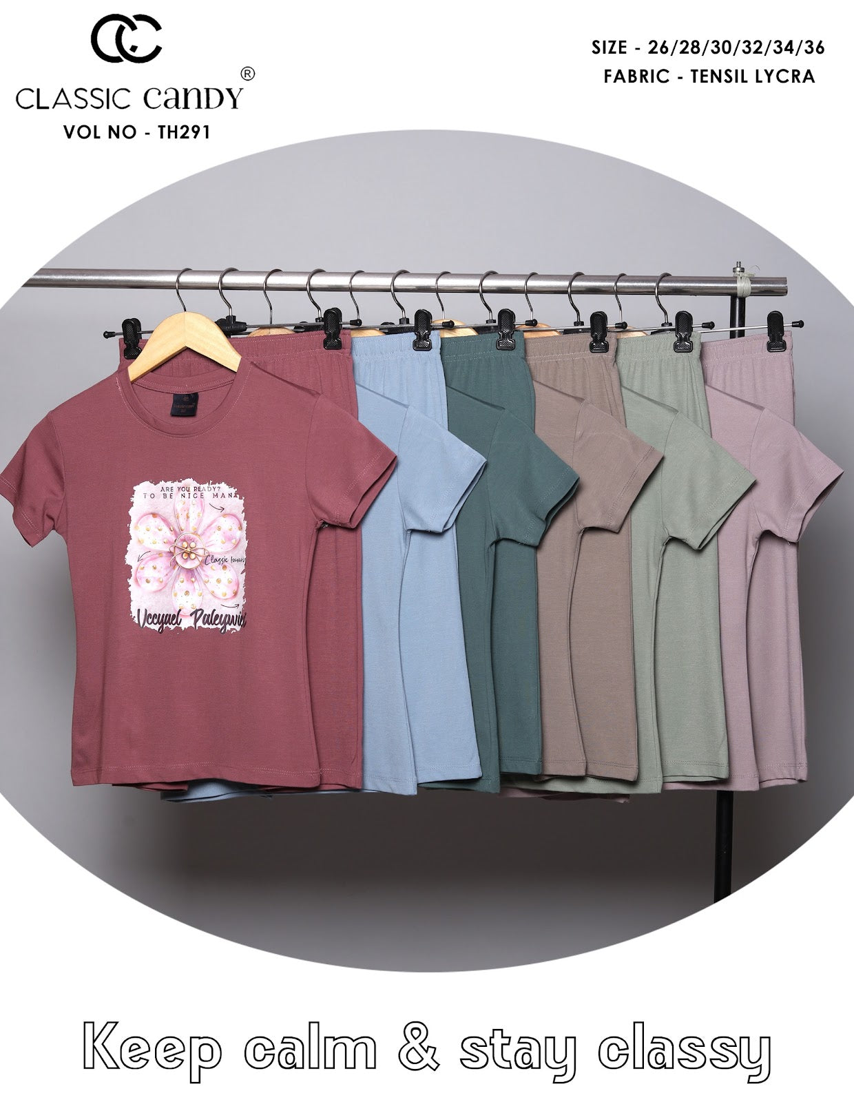 Th291 Classic Candy Tencil Lycra Girls Capri Night Suits Exporter Gujarat