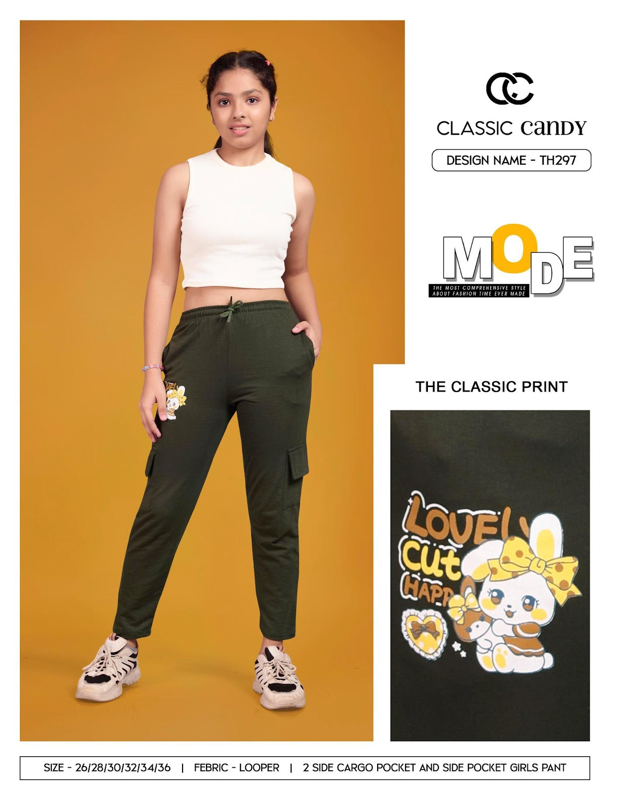 Th297 Classic Candy Looper Girls Cargo Pants Supplier India