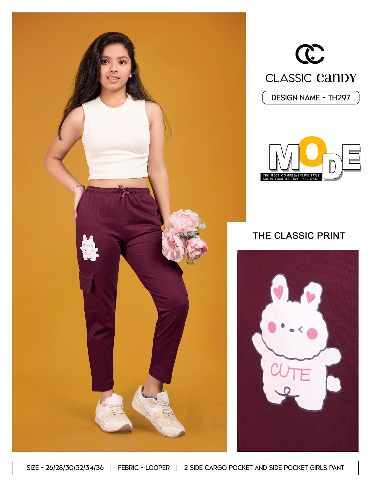 Th297 Classic Candy Looper Girls Cargo Pants Supplier India