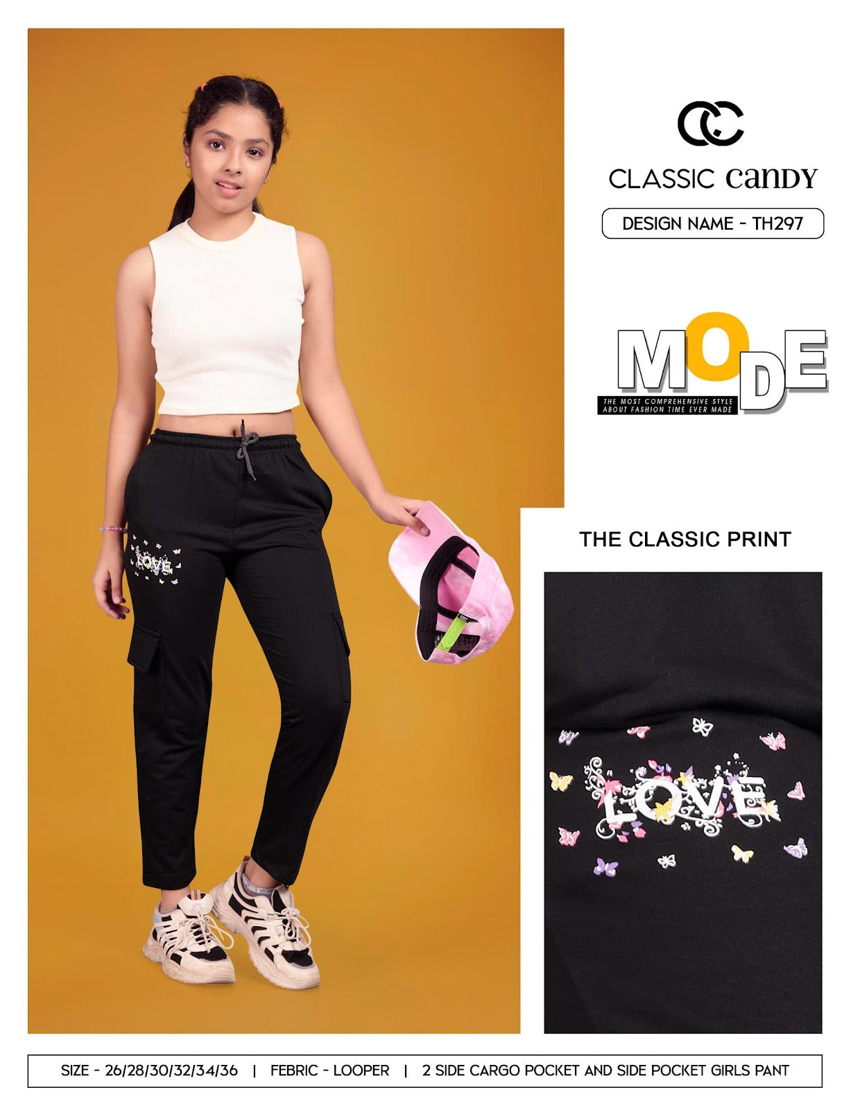 Th297 Classic Candy Looper Girls Cargo Pants Supplier India