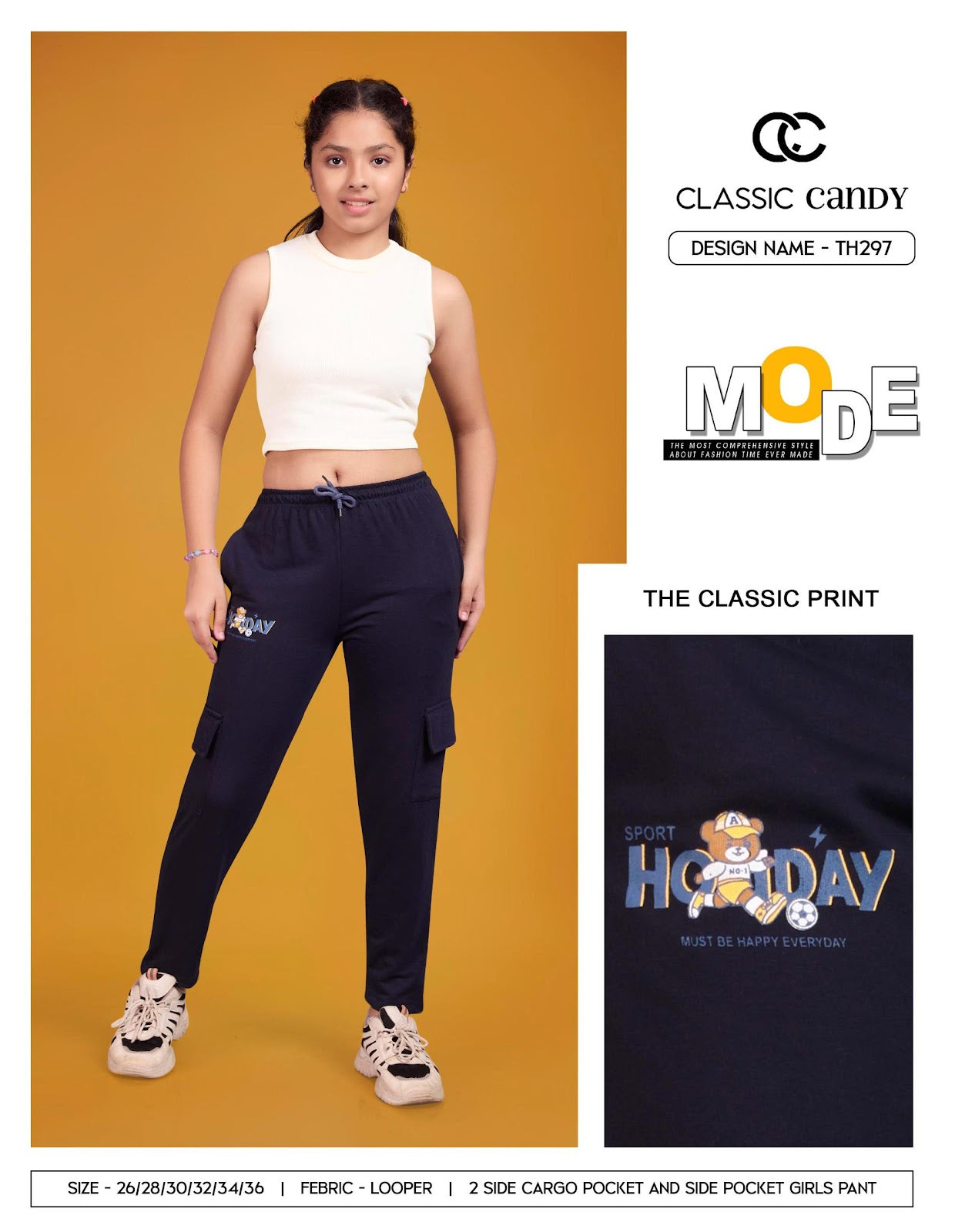 Th297 Classic Candy Looper Girls Cargo Pants Supplier India