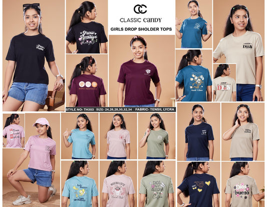 Th303 Classic Candy Tencil Lycra Girls Tshirt Wholesale Price