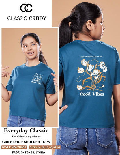 Th303 Classic Candy Tencil Lycra Girls Tshirt Wholesale Price