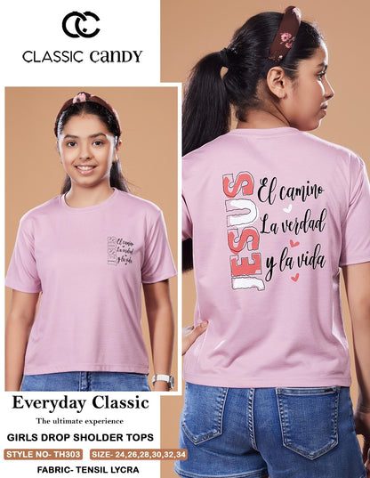 Th303 Classic Candy Tencil Lycra Girls Tshirt Wholesale Price