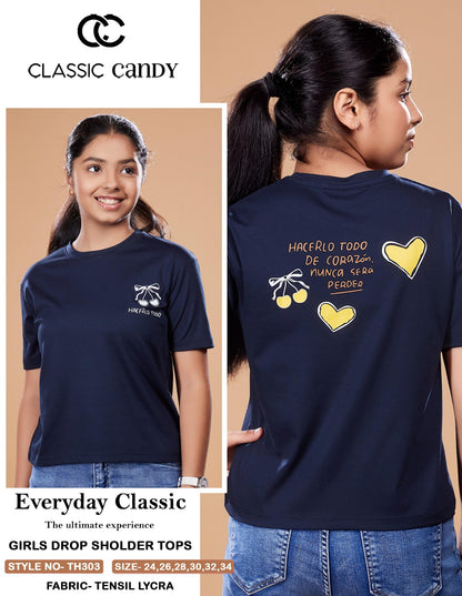 Th303 Classic Candy Tencil Lycra Girls Tshirt Wholesale Price