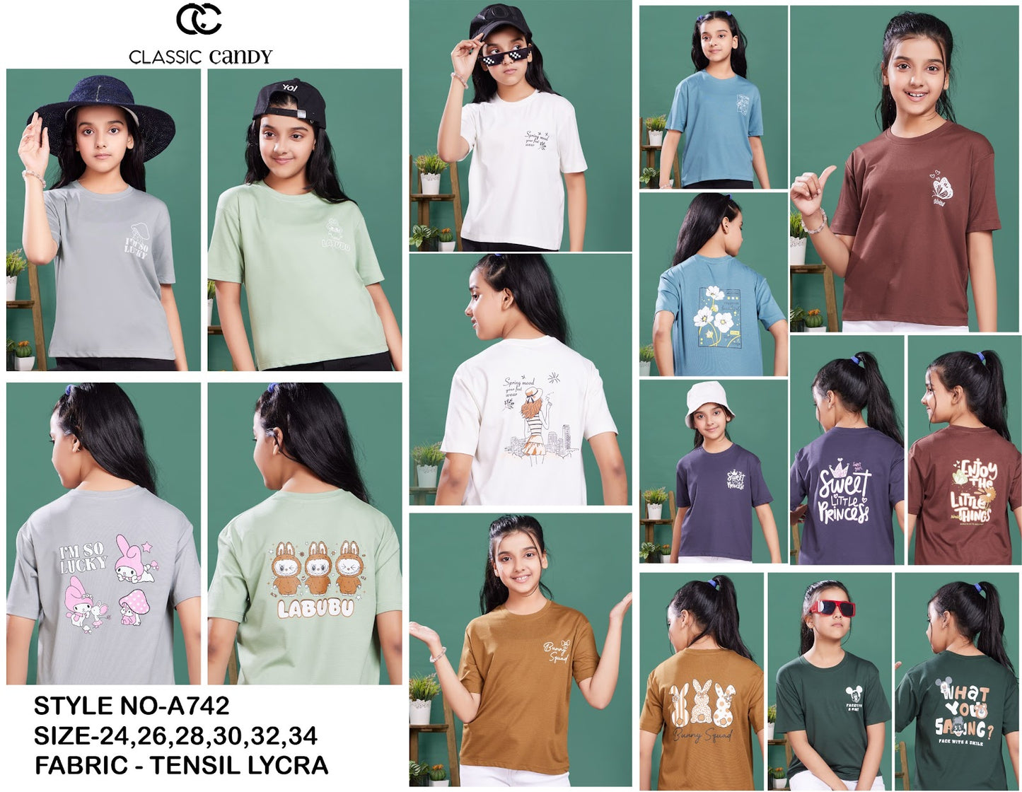 Th742 Classic Candy Tencil Lycra Girls Tshirt Wholesale