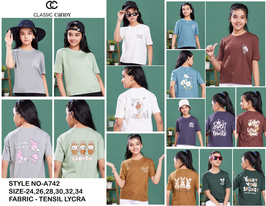 Th742 Classic Candy Tencil Lycra Girls Tshirt Wholesale
