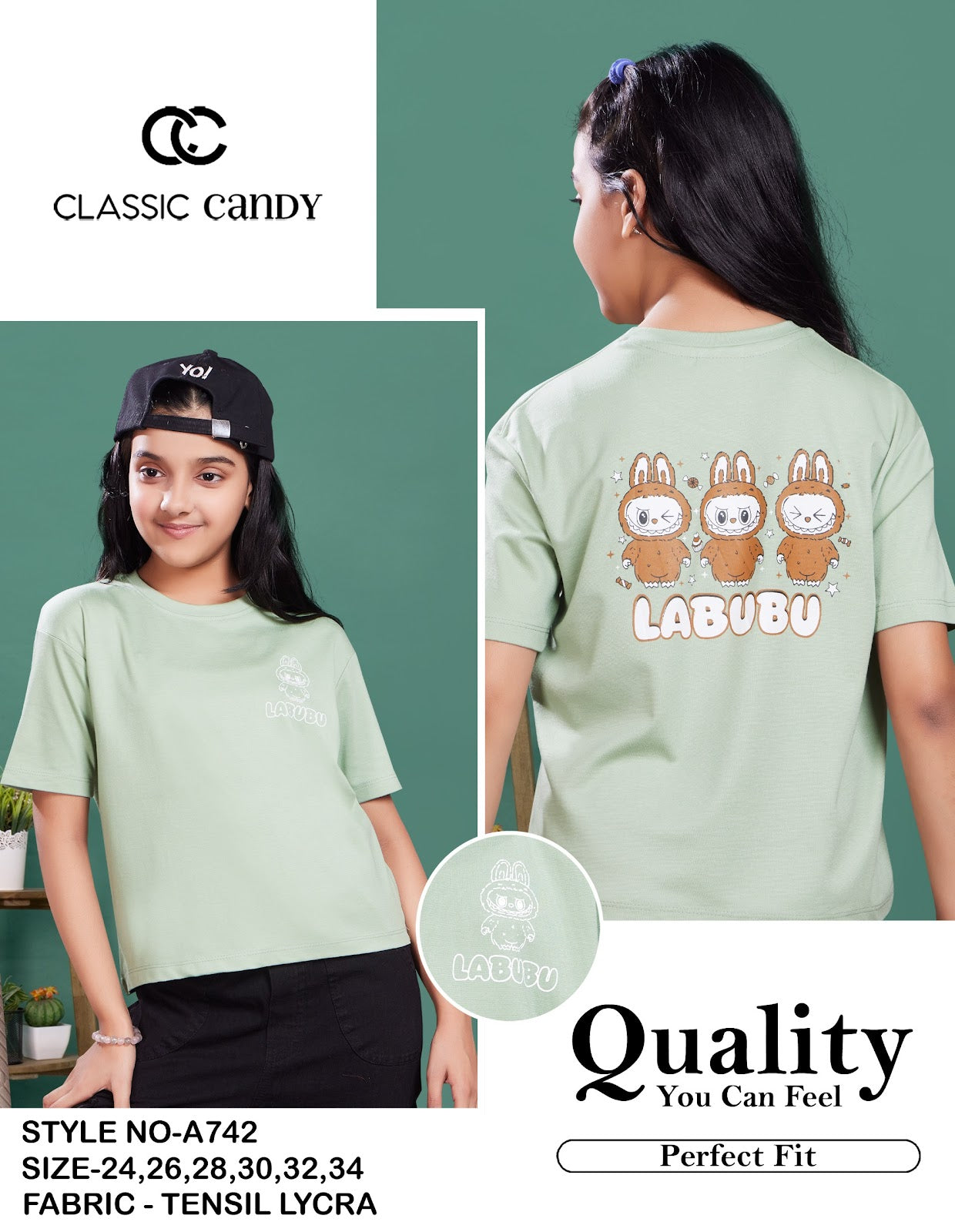 Th742 Classic Candy Tencil Lycra Girls Tshirt Wholesale