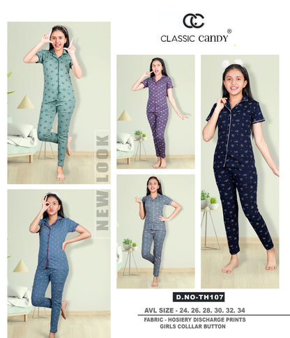 Th 107 Classic Candy Hosiery Girls Night Suits