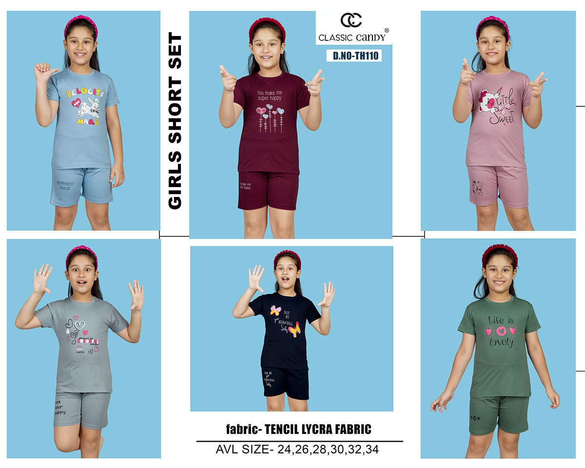 Th 110 Classic Candy Tencil Lycra Girls Night Suits