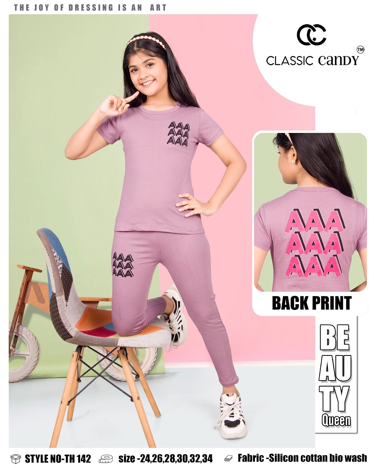 Th 142 Classic Candy Cotton Biowashed Girls Co Ord Set Exporter Ahmedabad