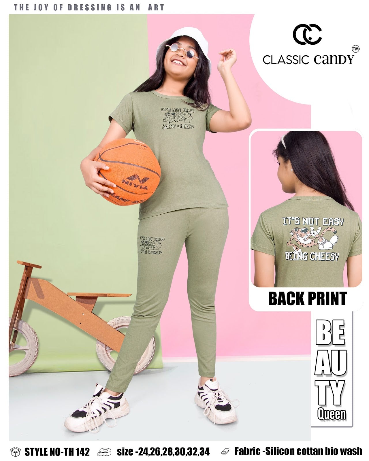 Th 142 Classic Candy Cotton Biowashed Girls Co Ord Set Exporter Ahmedabad