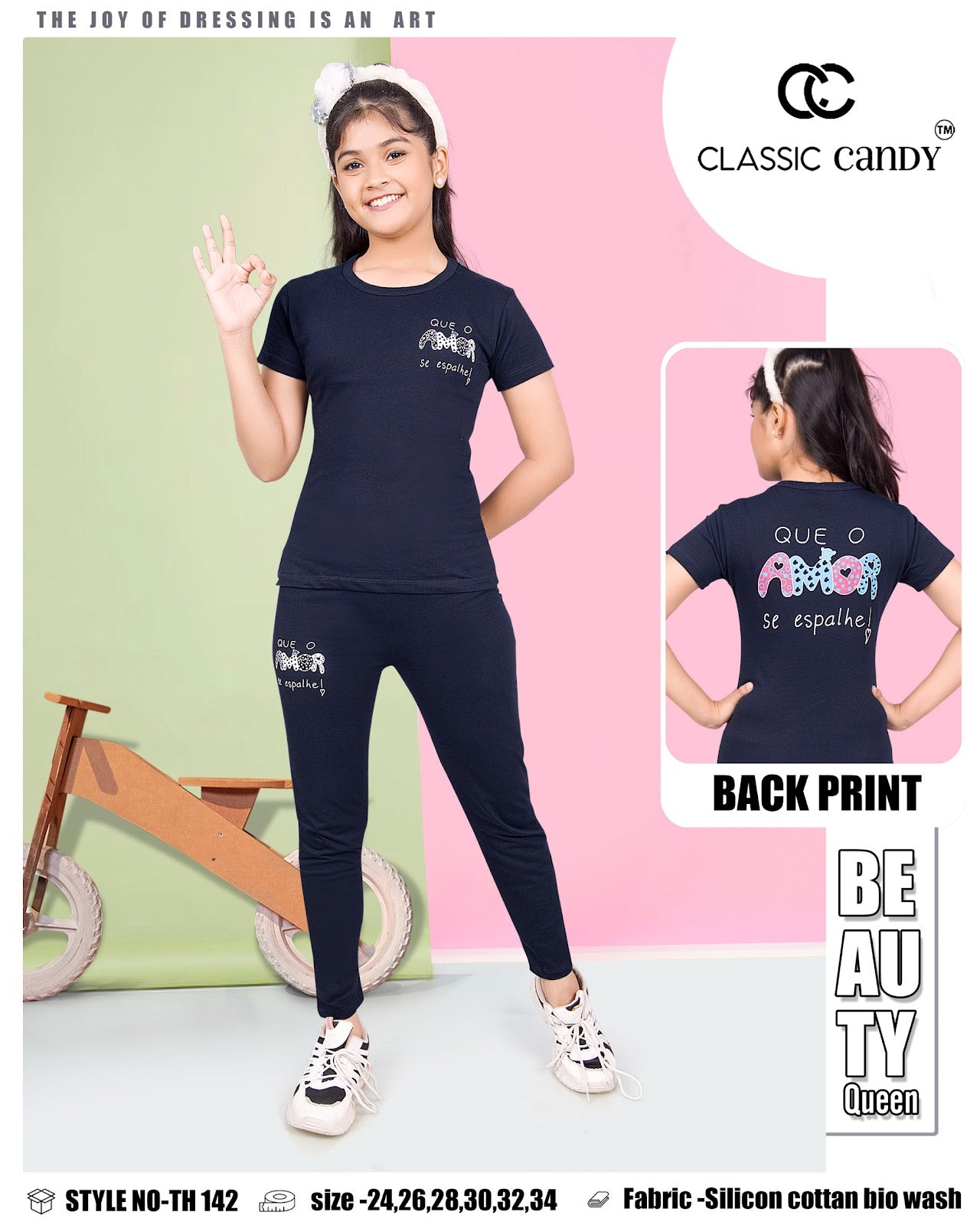 Th 142 Classic Candy Cotton Biowashed Girls Co Ord Set Exporter Ahmedabad