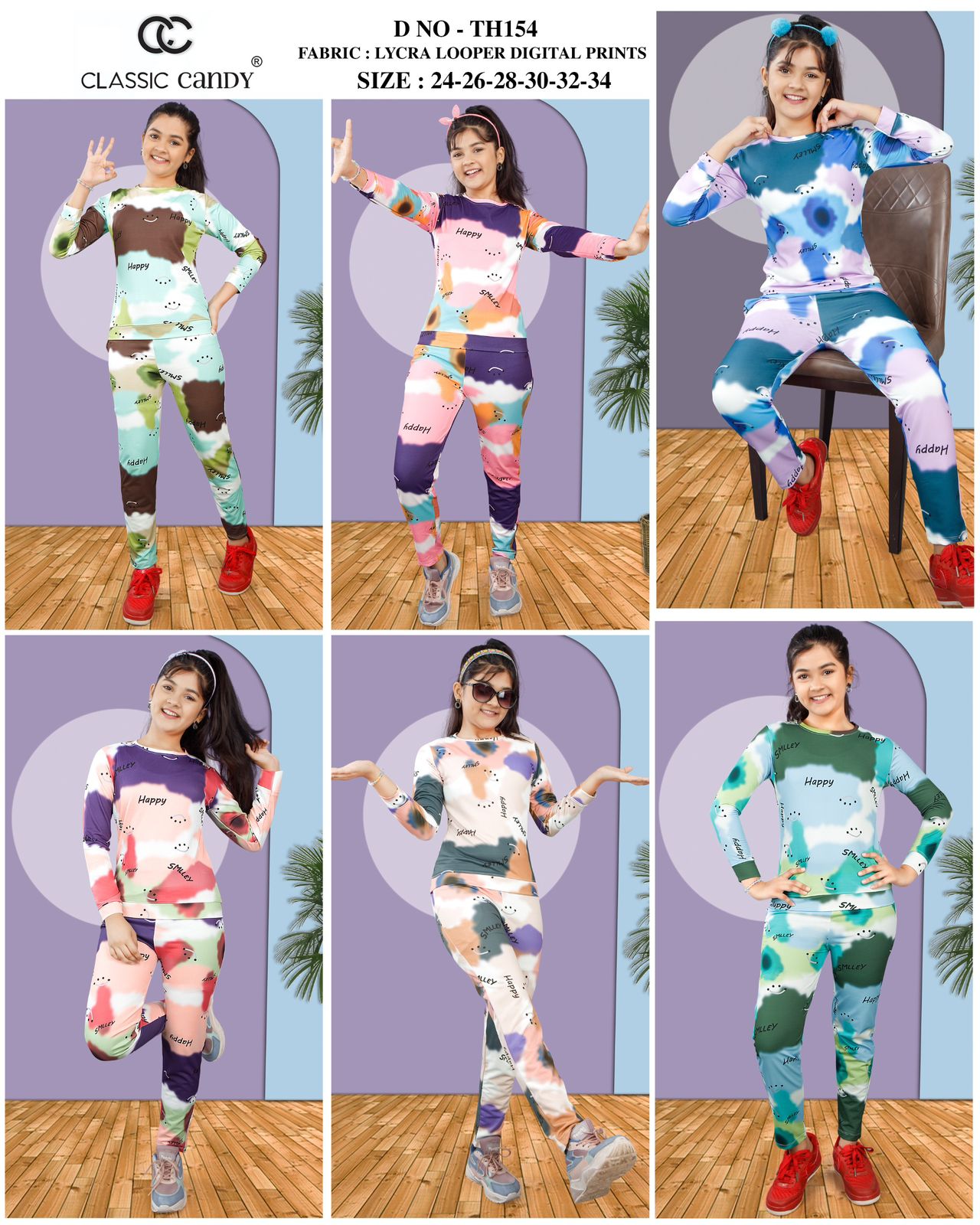 Th 154 Classic Candy Lycra Looper Girls Night Suits Exporter Ahmedabad
