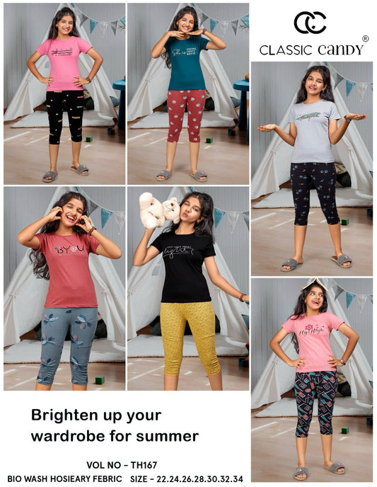 Th 167 Classic Candy Girls Capri Night Suits Manufacturer India