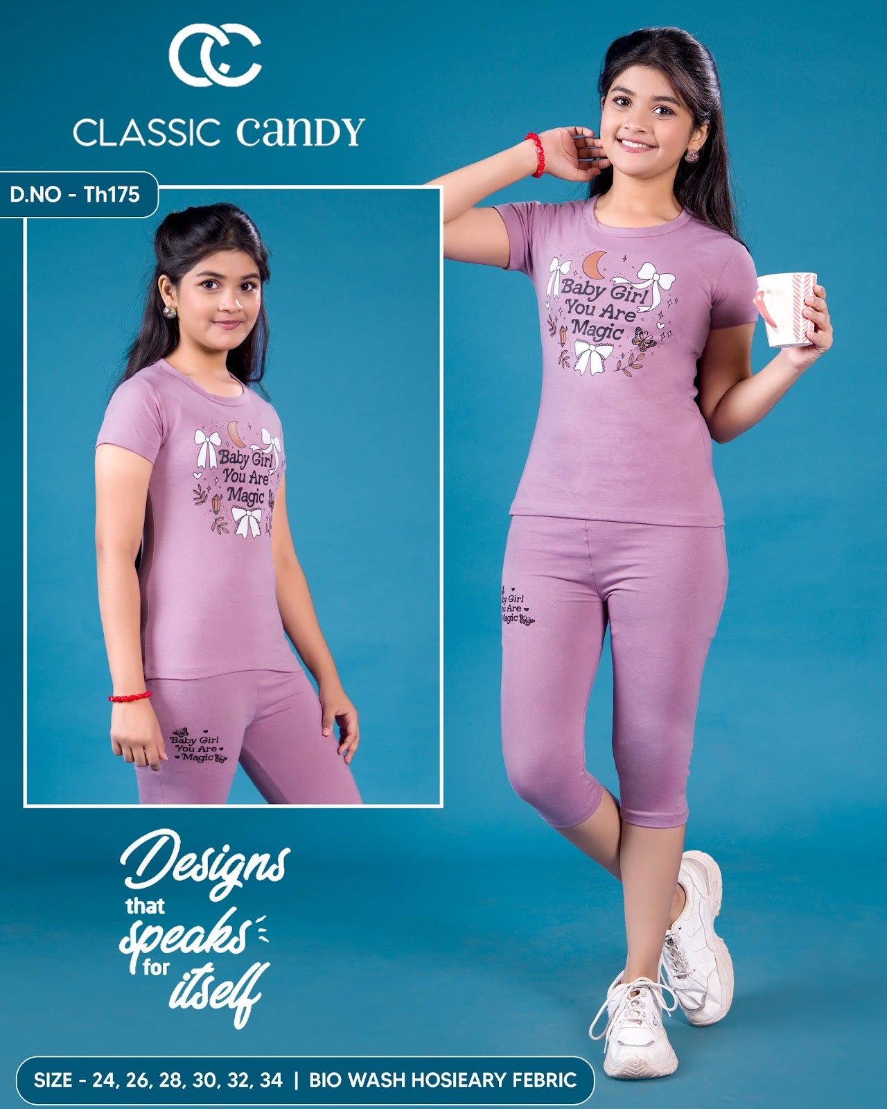 Th 175 Classic Candy Silicon Girls Capri Night Suits Supplier India