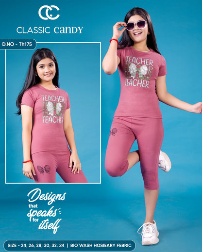 Th 175 Classic Candy Silicon Girls Capri Night Suits Supplier India