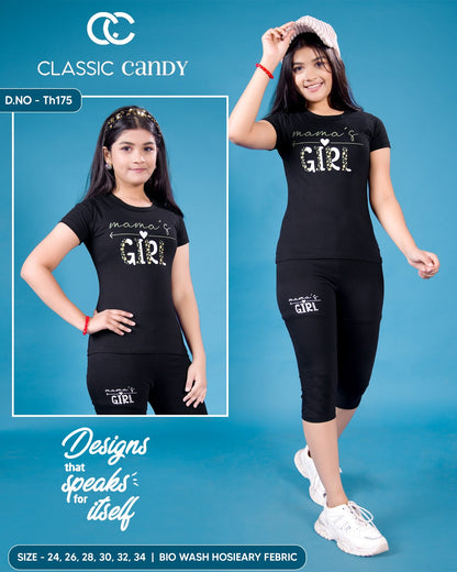 Th 175 Classic Candy Silicon Girls Capri Night Suits Supplier India