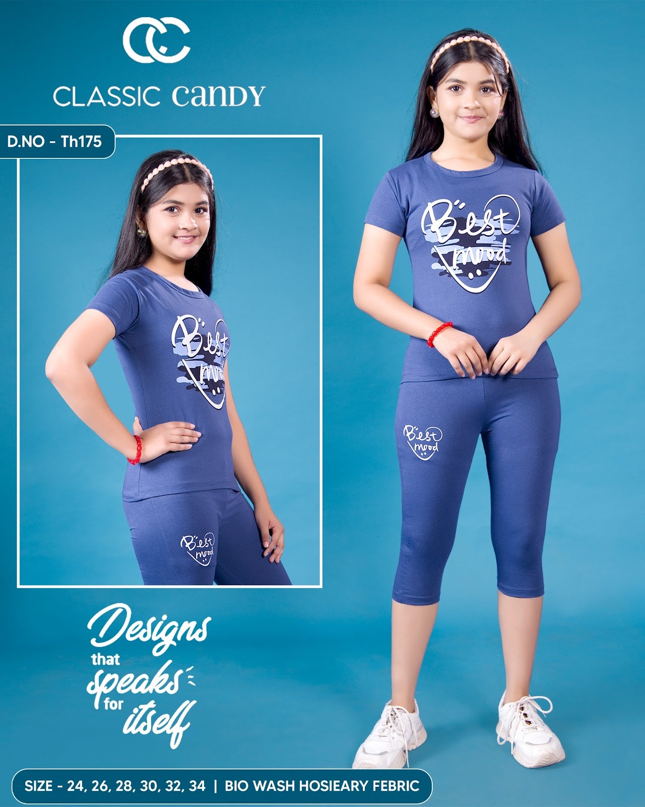 Th 175 Classic Candy Silicon Girls Capri Night Suits Supplier India