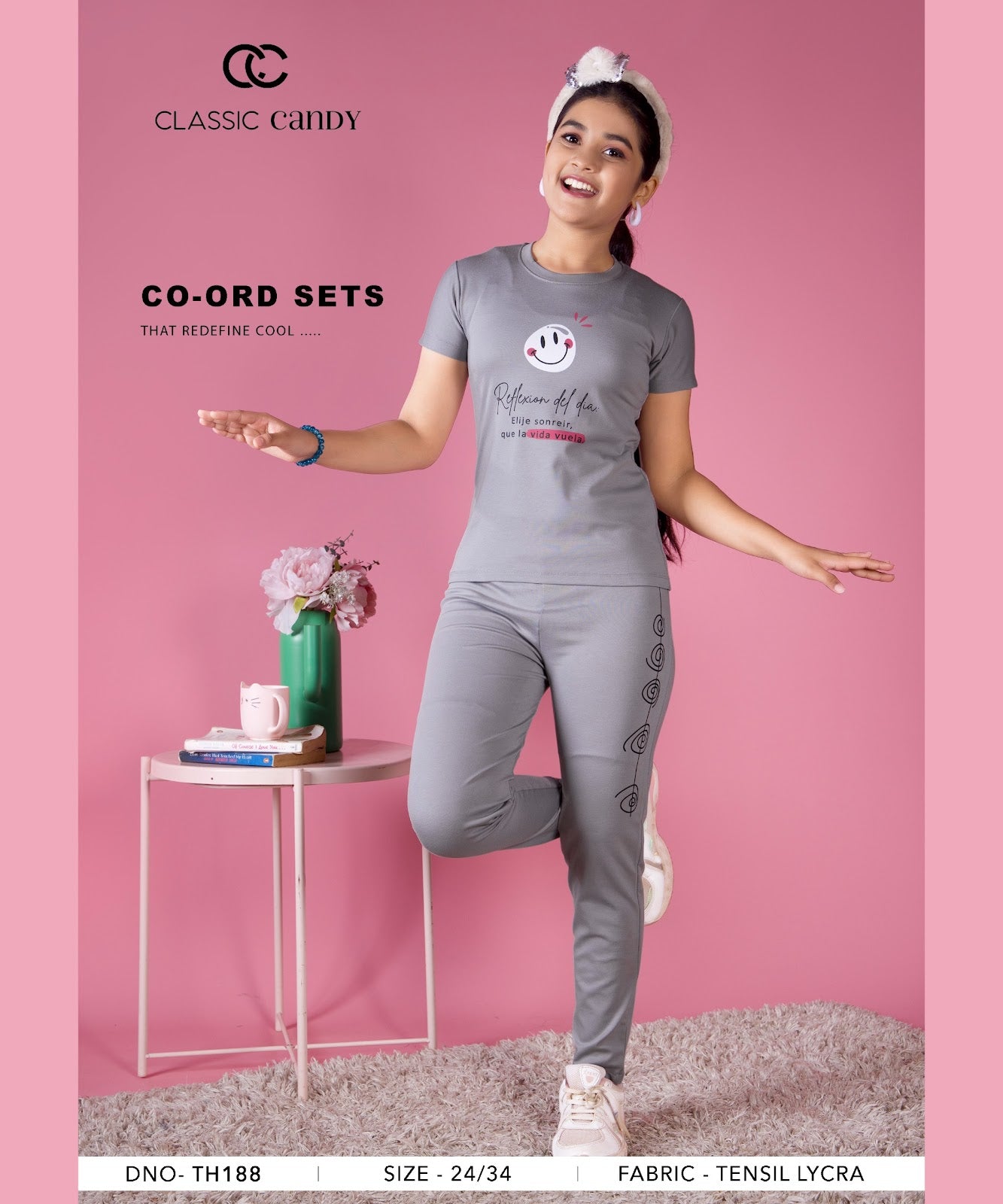 Th 188 Classic Candy Tencil Lycra Girls Pant Set Manufacturer India