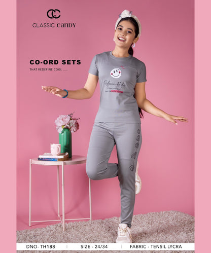 Th 188 Classic Candy Tencil Lycra Girls Pant Set Manufacturer India