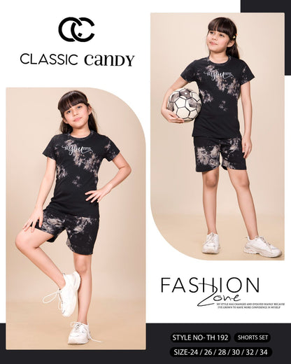 Th 192 Classic Candy Tie Dye Girls Shorts Set Wholesale Rate