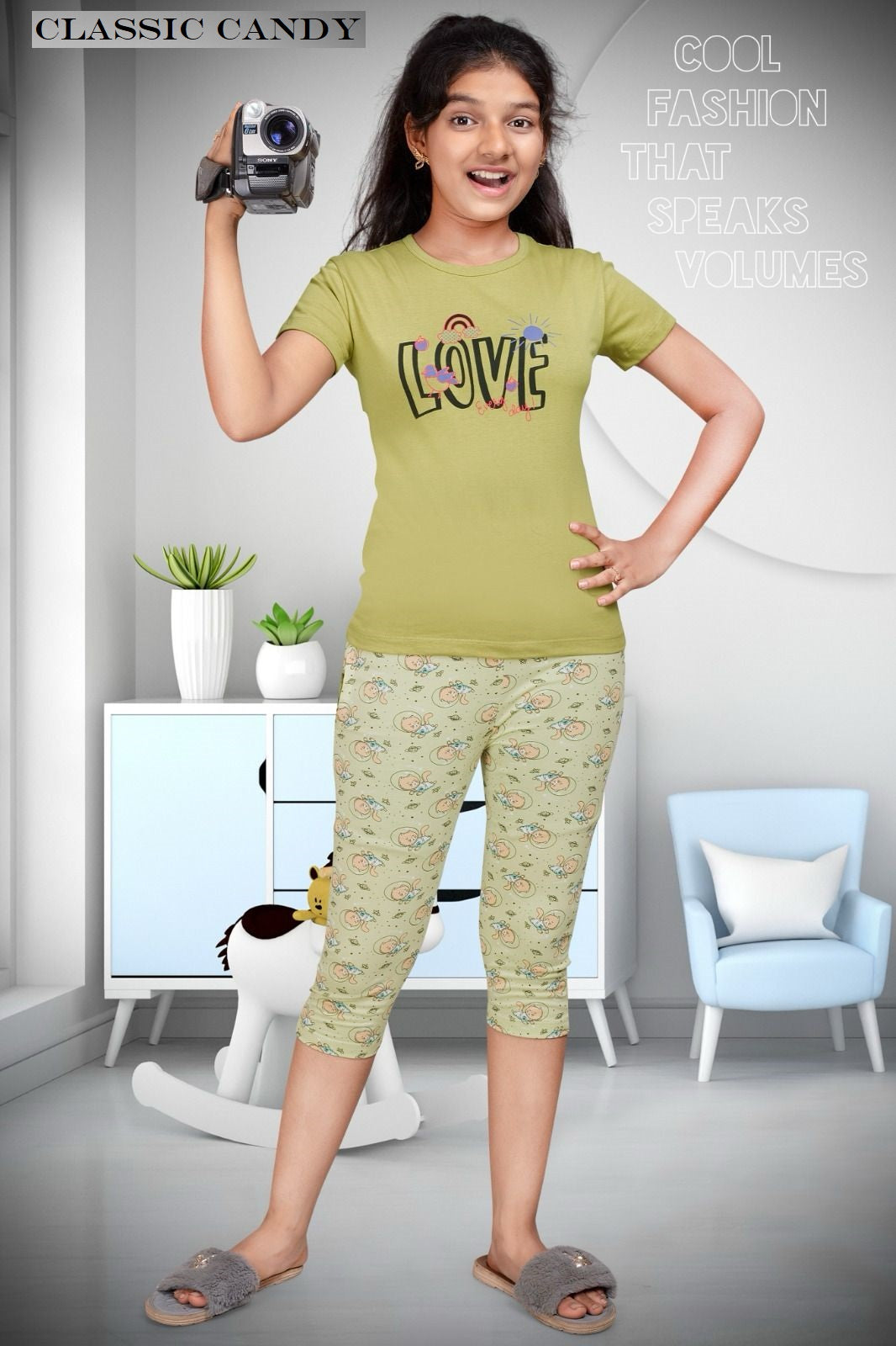 Th 203 Classic Candy Girls Capri Night Suits Manufacturer