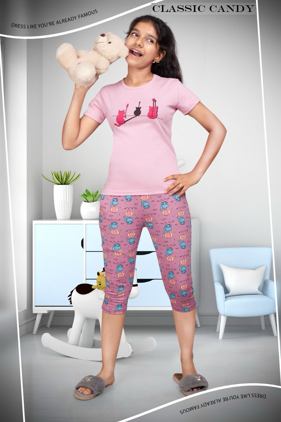 Th 203 Classic Candy Girls Capri Night Suits Manufacturer