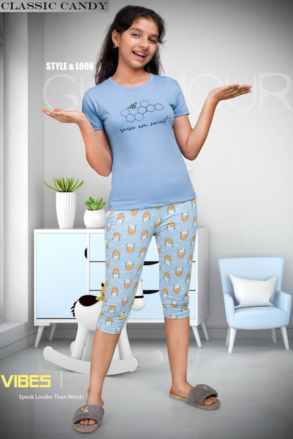 Th 203 Classic Candy Girls Capri Night Suits Manufacturer