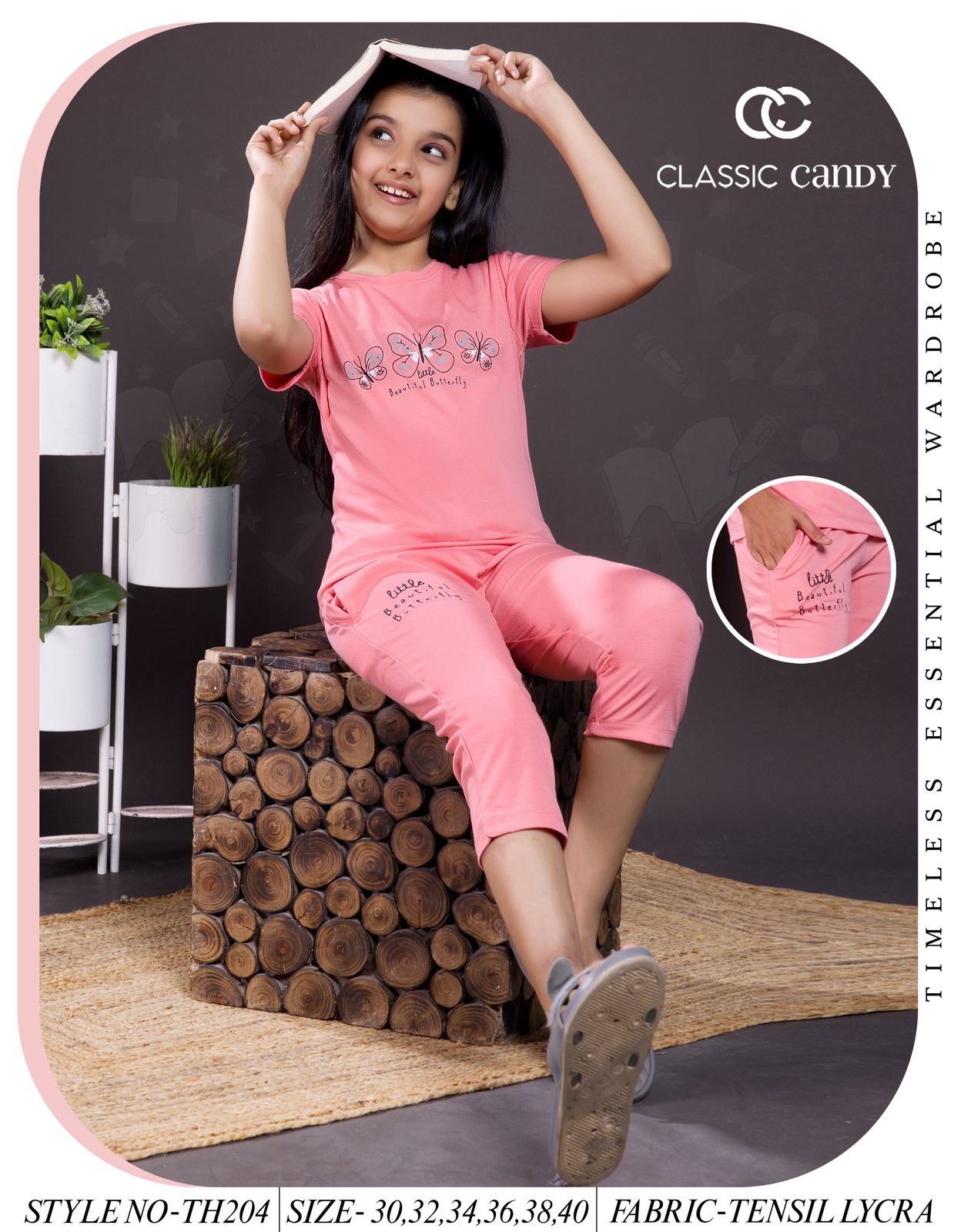 Th 204 Classic Candy Tencil Lycra Girls Capri Night Suits Wholesaler