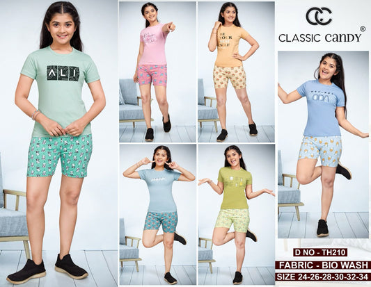 Th210 Classic Candy Biowash Girls Shorts Set Supplier