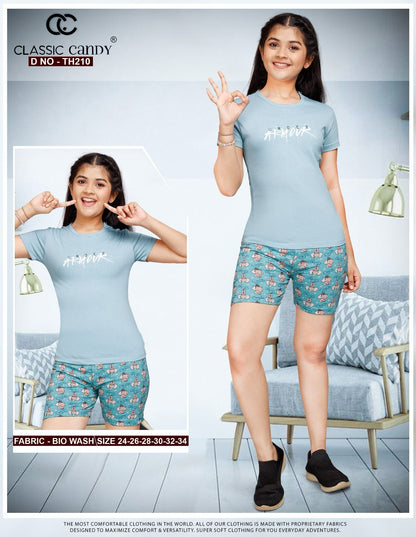Th210 Classic Candy Biowash Girls Shorts Set Supplier